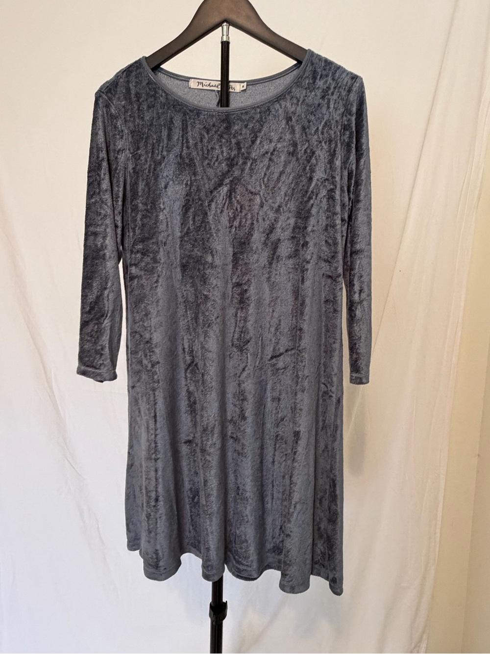 Michael Stars Crushed Velour Swing Dress Gray Size Medium